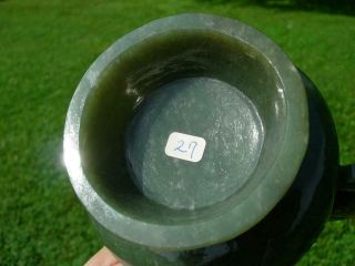 CHINESE SPINACH GREEN JADE VASE/CENSER AND COVER 12