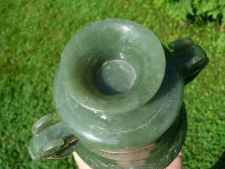 CHINESE SPINACH GREEN JADE VASE/CENSER AND COVER 7