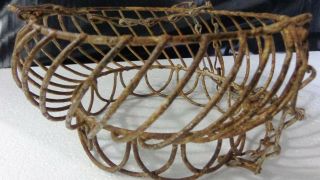 Antique roof hanging Iron Egg Basket Uncommon shape fitted chain India 1940 - 50 4