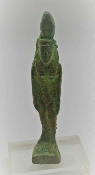 Scarce Ancient Egyptian Bronze Statuette Of A Pharoah 700 - 500bce