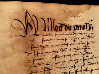 1500 Renaissance Manuscript In Latin Antique Calligraphy Document