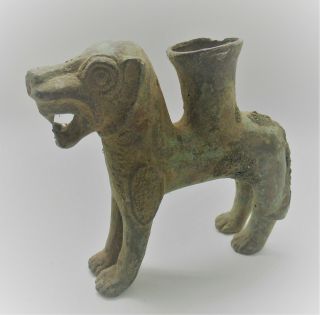 Scarce Circa 1000bc Ancient Persian Bronze Beast Rhyton Vessel Item
