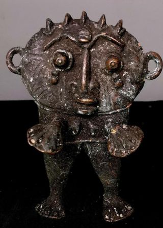 Old Tribal Bronze Tikar Figure Cameroon. .  Fes Gb @20
