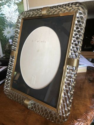Outstanding,  Mid Century Large Lucite Picture Frame,  Gold Accents