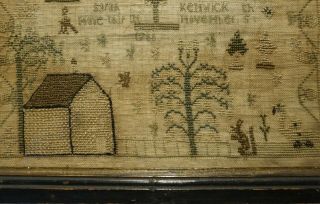 LATE 18TH CENTURY COTTAGE,  MOTIF & VERSE SAMPLER BY SARAH KENDRICK - 1788 11