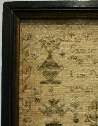 LATE 18TH CENTURY COTTAGE,  MOTIF & VERSE SAMPLER BY SARAH KENDRICK - 1788 4