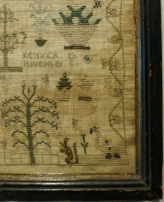 LATE 18TH CENTURY COTTAGE,  MOTIF & VERSE SAMPLER BY SARAH KENDRICK - 1788 7