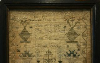 LATE 18TH CENTURY COTTAGE,  MOTIF & VERSE SAMPLER BY SARAH KENDRICK - 1788 9