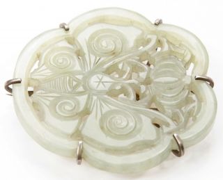 Antique Chinese Qing Carved Jade Plaque Butterfly Pin Nephrite Jadeite China Old 3