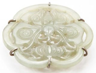 Antique Chinese Qing Carved Jade Plaque Butterfly Pin Nephrite Jadeite China Old 4