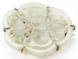 Antique Chinese Qing Carved Jade Plaque Butterfly Pin Nephrite Jadeite China Old 5