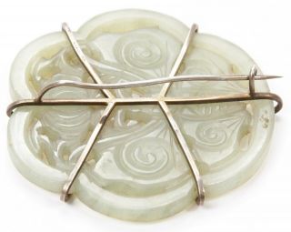 Antique Chinese Qing Carved Jade Plaque Butterfly Pin Nephrite Jadeite China Old 9