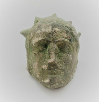 Ancient Roman Statue Fragment Head Of Sol Invictus Very Rare