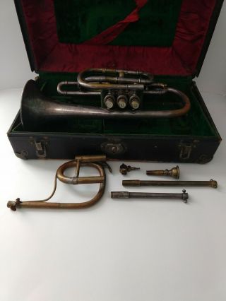 Vintage C.  G Conn : York Wonder Elkhart (Pat.  1886) Cornet 4