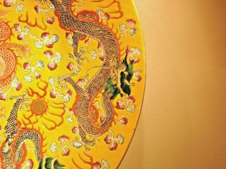 Antique Chinese Imperial yellow 5 claw Dragon (9 total) Charger plate 18 