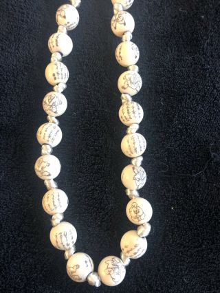 Vintage Chinese Hand Carved Beads Of Natural Material