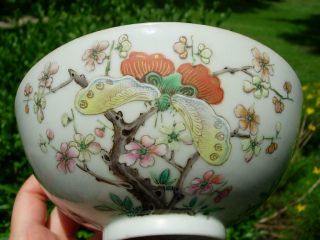 ANTIQUE CHINESE FAMILLE ROSE BOWLS WITH BUTTERFLIES,  JIAQING MARK 5