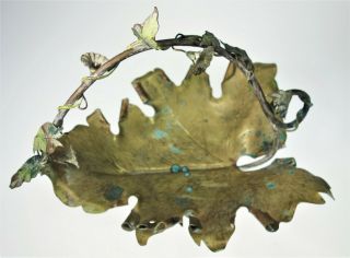 Antique Copper Floral Leaf Vine Basket Bowl Art Centerpiece Nouveau French 3