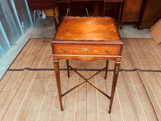 Antique Victorian Walnut Inlaid Side End Table