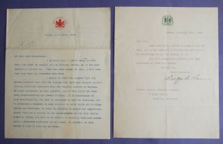 1905 Wilfred Laurier 2 Letters Signed House Of Commons Private Lord Strathcona