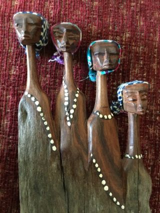 African Ladies Figure Wooden Carved African Tribal Art Wood Carved Figurine
