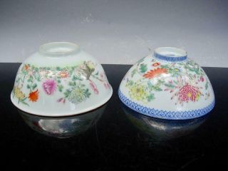TWO ANTIQUE CHINESE FAMILLE ROSE BOWLS WITH SPRAY OF FLOWERS,  REPUBLIC PERIOD 3