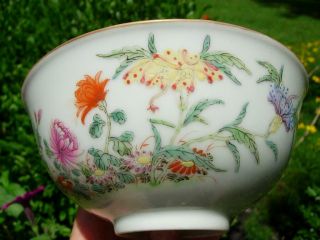 TWO ANTIQUE CHINESE FAMILLE ROSE BOWLS WITH SPRAY OF FLOWERS,  REPUBLIC PERIOD 9