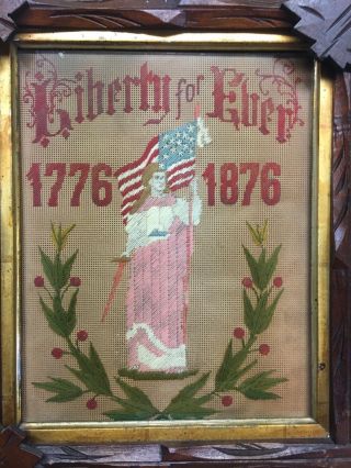 1776 - 1876 FRAMED CENTENNIAL NEEDLEPOINT LIBERTY FOR EVER LADY LIBERTY 2