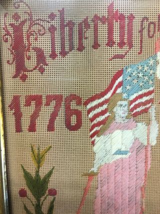 1776 - 1876 FRAMED CENTENNIAL NEEDLEPOINT LIBERTY FOR EVER LADY LIBERTY 3