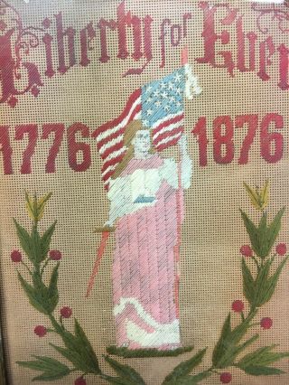 1776 - 1876 FRAMED CENTENNIAL NEEDLEPOINT LIBERTY FOR EVER LADY LIBERTY 4