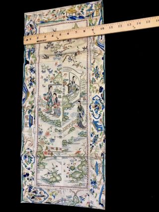 19th Century chinese Antique Hand - Made Silk On Silk embroidery Panal 2