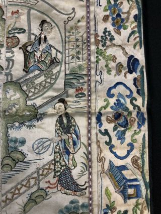 19th Century chinese Antique Hand - Made Silk On Silk embroidery Panal 7