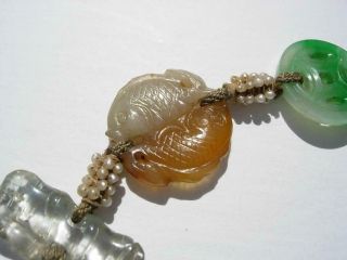 A ANTIQUE CHINESE JADE,  CORAL,  ROCK CRYSTAL & SEED PEARL PENDANTS 10