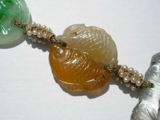 A ANTIQUE CHINESE JADE,  CORAL,  ROCK CRYSTAL & SEED PEARL PENDANTS 5