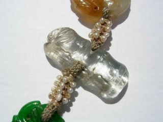 A ANTIQUE CHINESE JADE,  CORAL,  ROCK CRYSTAL & SEED PEARL PENDANTS 6