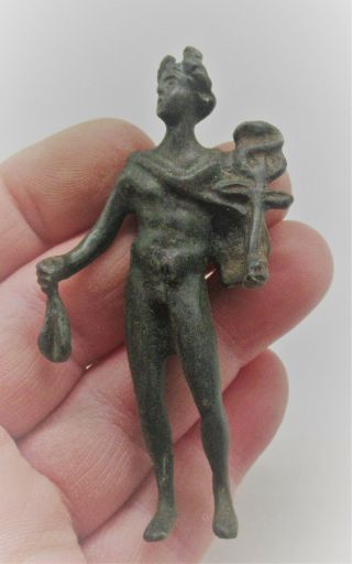 Scarce Circa 200 - 400ad Roman Era Bronze Statue Of Hermes Museum Quality