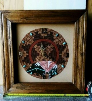 SAND PAINTING ART FRAMED CLOCK,  