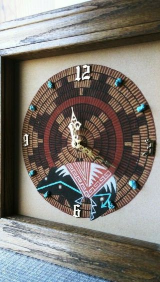 SAND PAINTING ART FRAMED CLOCK,  