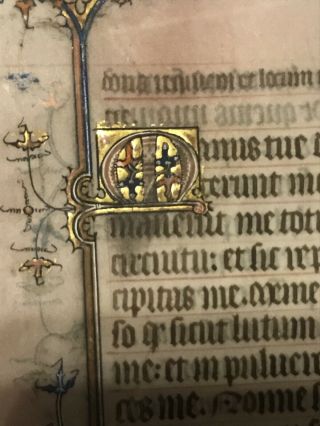 Medieval Manuscript Leaf On Vellum C.  1360 Dragon Illumination 3