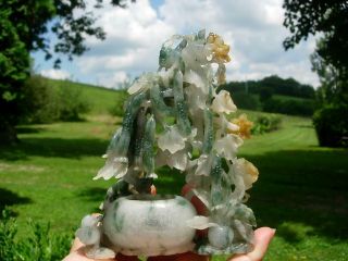 OLD CHINESE WHITE,  RUSSET & MOTTLED GREEN JADEITE JADE WASHER W MANTIS 4