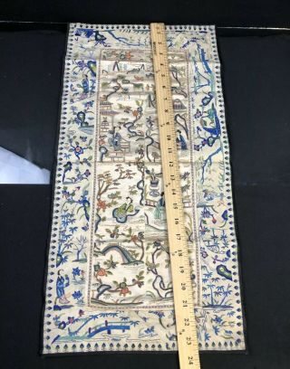 19th Century chinese Antique Hand - Made Silk On Silk embroidery Panal 2