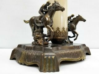 Vintage Rare Art Deco Desk Table Lamp Kentucky Derby Pair Horse Jockey Racing 4