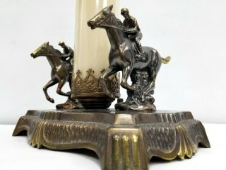 Vintage Rare Art Deco Desk Table Lamp Kentucky Derby Pair Horse Jockey Racing 7