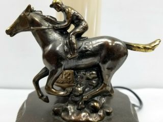 Vintage Rare Art Deco Desk Table Lamp Kentucky Derby Pair Horse Jockey Racing 9