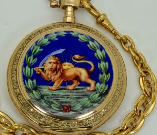 Antique Oriental 14k gold&enamel Union Horlogere pocket watch for Shah Mozzafar 3