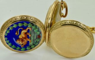 Antique Oriental 14k gold&enamel Union Horlogere pocket watch for Shah Mozzafar 6