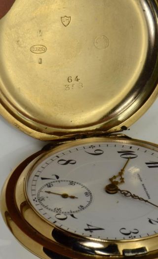 Antique Oriental 14k gold&enamel Union Horlogere pocket watch for Shah Mozzafar 9