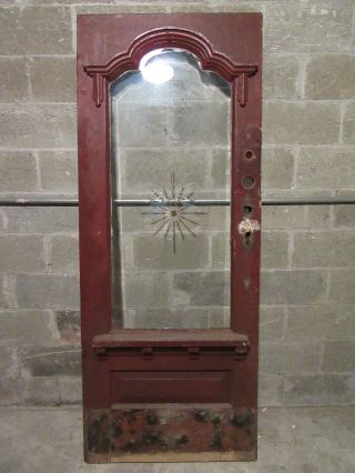 Ornate Antique Door Beveled Etched Glass 32 X 79 Architectural Salvage