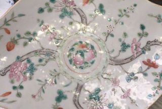 Antique Chinese Famille Rose Footed Dish Plate Qing Dynasty 4
