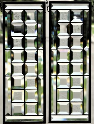 •two By Two • 100 Beveled Stained Glass Window Panel •